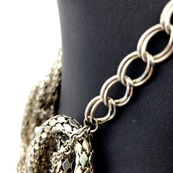Bold Chunky Silvertone Multi-Strand Serpentine Rope Chain Statement Necklace 22" - Picture 2 of 7